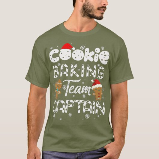 Cookie Baking Team Kapitein Gingerbrood Kerstmis T-shirt (Voorkant)