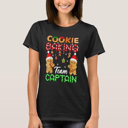 Cookie Baking Team Kapitein Gingerbrood Kerstmis T-shirt (Voorkant)
