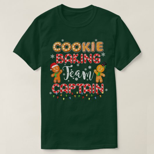 Cookie Baking Team Kapitein Gingerbrood Kerstmis V T-shirt (Design voorkant)
