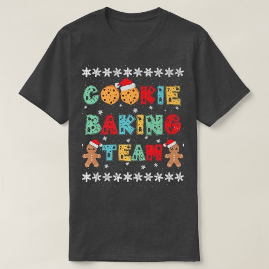 Cookie Baking Team Kerstmannen met Kerstmutsen T-shirt (Design voorkant)