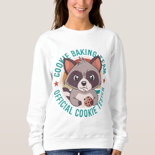 Cookie Baking Team Officiële Cookie Tester Raccoon Trui (Voorkant)
