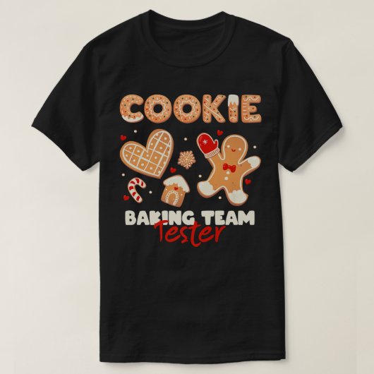 Cookie Baking Team Tester Holiday Kerstgember T-shirt (Design voorkant)