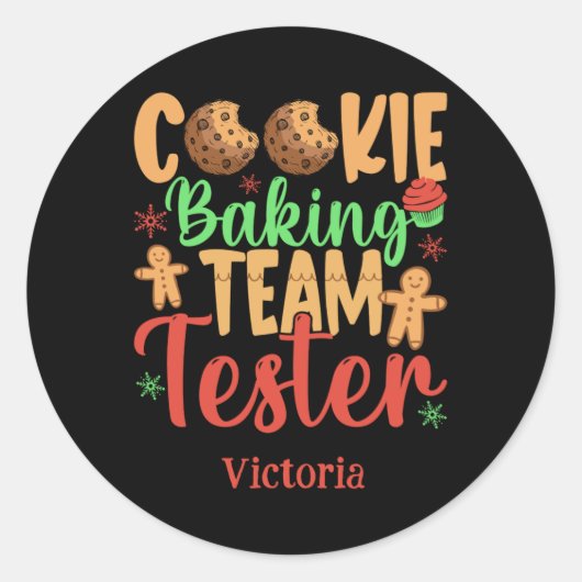 Cookie Baking Team Tester Name Holiday Toddler T S Ronde Sticker (Voorkant)