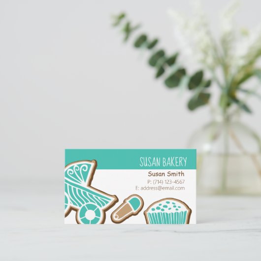 Cookie Baking Turquoise Visitekaartje (Staand voorkant)
