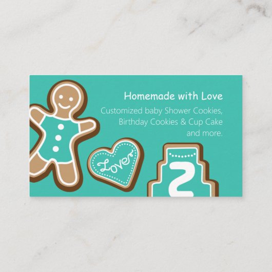 Cookie Baking Turquoise Visitekaartje (Achterkant)