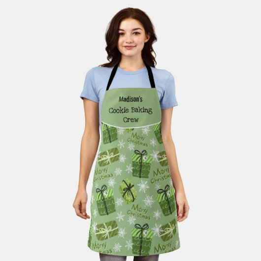 Cookie bakken Crew Merry Christmas Pattern Custom Schort (Gedragen)