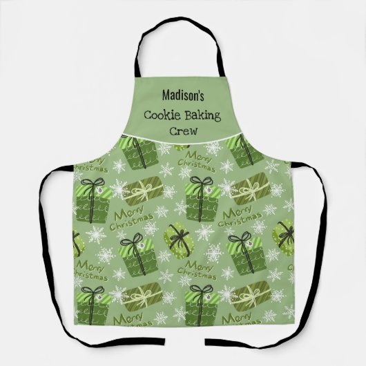 Cookie bakken Crew Merry Christmas Pattern Custom Schort (Voorkant)