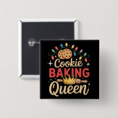 Cookie Bakken Queen Baker Bakkerij Kerstmis Vierkante Button 5,1 Cm (Voorkant /achterkant)
