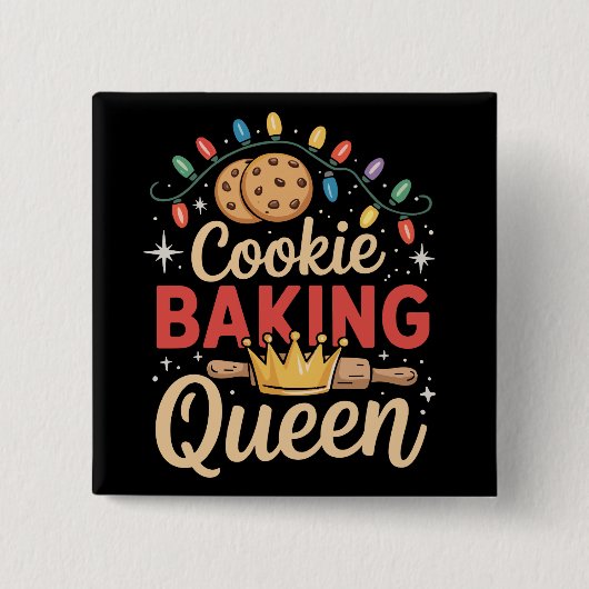 Cookie Bakken Queen Baker Bakkerij Kerstmis Vierkante Button 5,1 Cm (Voorkant)