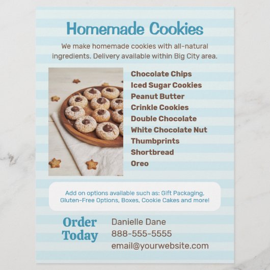 Cookie Bakkerij Menu Flyer Sjabloon (Achterkant)