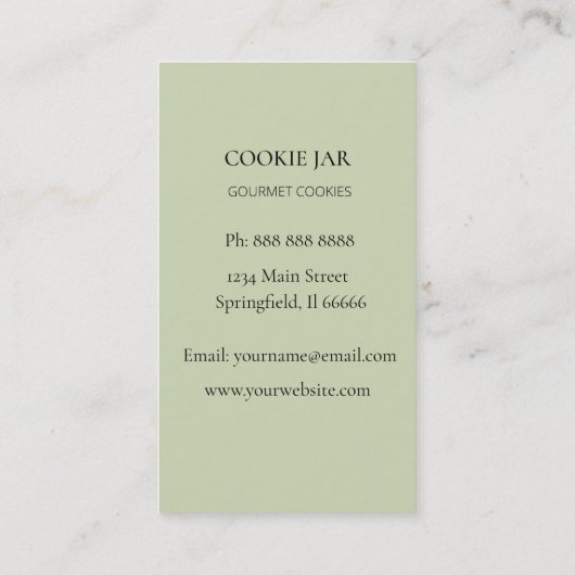 Cookie bakkerij waterverf mint groen visitekaartje (Achterkant)