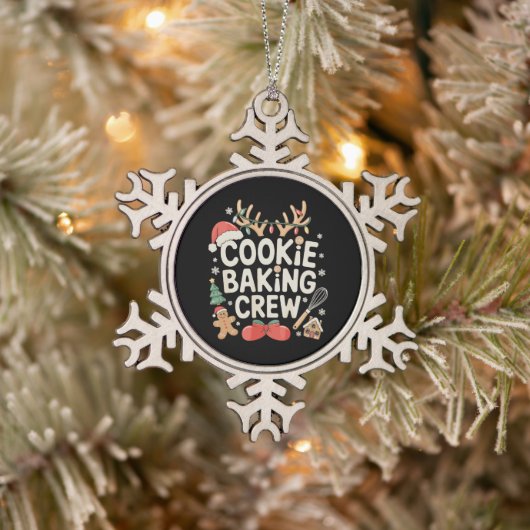 Cookie Bakploeg Rendiergewei Peperkoek Tin Sneeuwvlok Ornament (Boom)