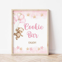 Cookie Bar Teken Roze Teddy Bear Party, Douche