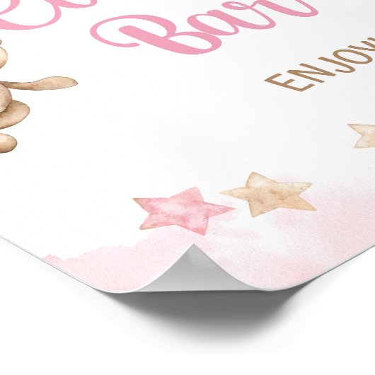 Cookie Bar Teken Roze Teddy Bear Party, Douche Poster (Hoek)