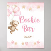 Cookie Bar Teken Roze Teddy Bear Party, Douche Poster (Voorkant)