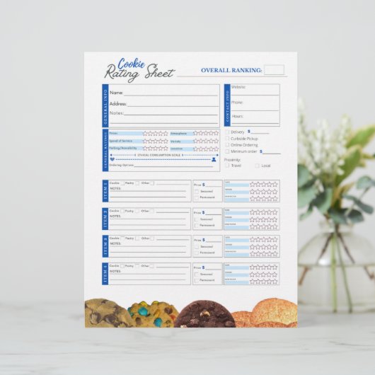 Cookie-beoordelingsblad - blauw (Staand voorkant)