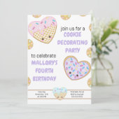 Cookie Birthday Party Invitation Cookie Decorting Kaart (Staand voorkant)