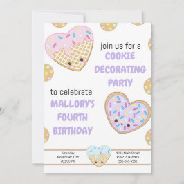 Cookie Birthday Party Invitation Cookie Decorting Kaart