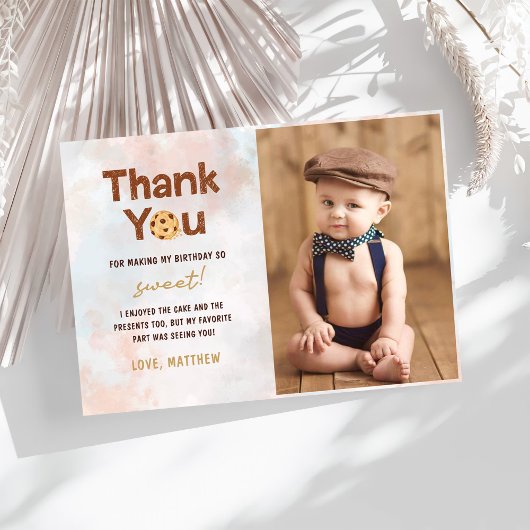 Cookie Boy Verjaardagsfeest Foto Bedankkaart