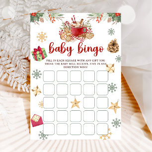 Cookie Cacao Kerst Baby Bingo Baby shower Spel Kaart