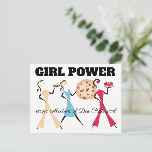 Cookie cake taart retro meisjes bakken recept kaar briefkaart (Staand voorkant)