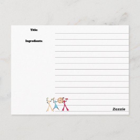 Cookie cake taart retro meisjes bakken recept kaar briefkaart (Achterkant)