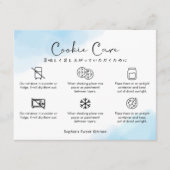 Cookie Care Instructions Blue Watercolor Cute Bedankkaart (Voorkant)