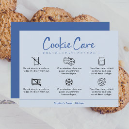 Cookie Care Instructions Dusty Blue Minimalist Bedankkaart