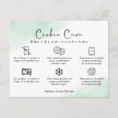Cookie Care Instructions Mint Green Watercolor Bedankkaart (Voorkant)