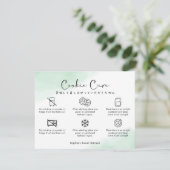 Cookie Care Instructions Mint Green Watercolor Bedankkaart (Staand voorkant)