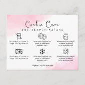 Cookie Care Instructions Pink Watercolor Cute Bedankkaart (Voorkant)