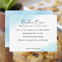 Cookie Care Instructions Simple Blue Watercolor Bedankkaart