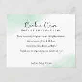 Cookie Care Instructions Simple Green Watercolor Bedankkaart (Voorkant)