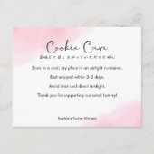 Cookie Care Instructions Simple Pink Watercolor Bedankkaart (Voorkant)