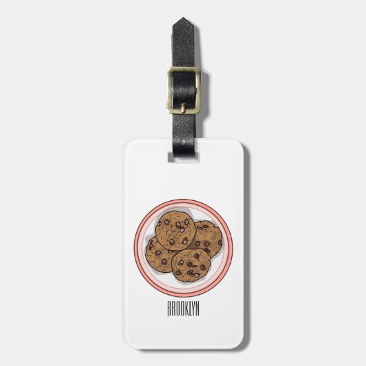 Cookie cartoon afbeelding chocolade chip bagagelabel (Voorkant verticaal)