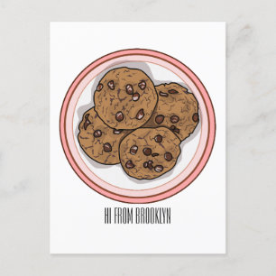Cookie cartoon afbeelding chocolade chip briefkaart