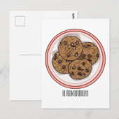 Cookie cartoon afbeelding chocolade chip briefkaart (Voorkant / Achterkant)