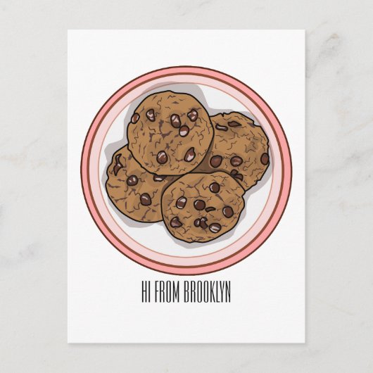 Cookie cartoon afbeelding chocolade chip briefkaart (Voorkant)