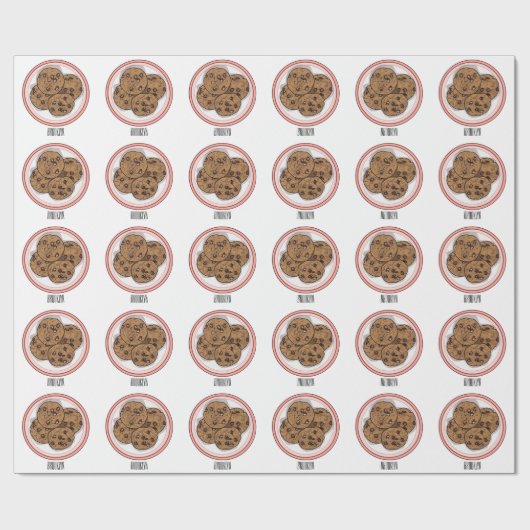 Cookie cartoon afbeelding chocolade chip cadeaupapier (Vlak)