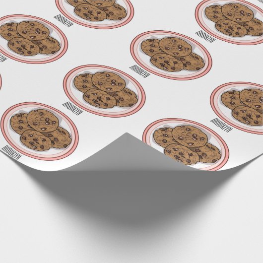 Cookie cartoon afbeelding chocolade chip cadeaupapier (Hoek)