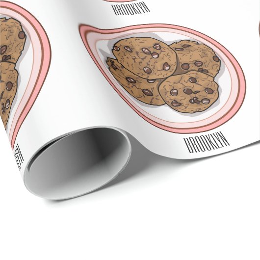 Cookie cartoon afbeelding chocolade chip cadeaupapier (Rol Hoek)