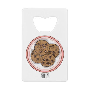 Cookie cartoon afbeelding chocolade chip creditkaart flessenopener