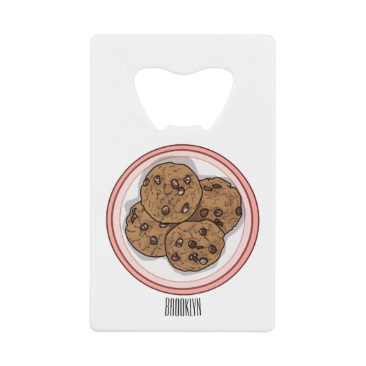 Cookie cartoon afbeelding chocolade chip creditkaart flessenopener (Voorkant)