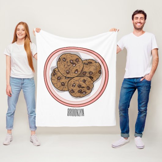Cookie cartoon afbeelding chocolade chip fleece deken (In situ)