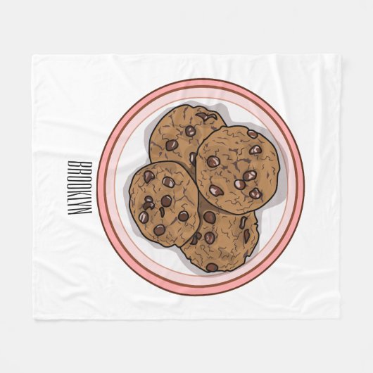 Cookie cartoon afbeelding chocolade chip fleece deken (Voorkant (Horizontaal))