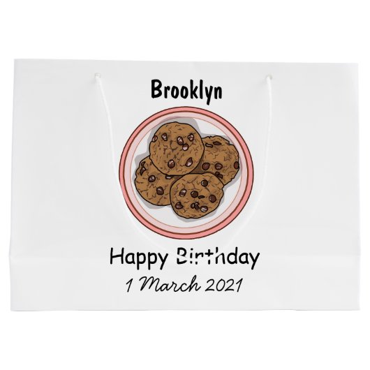 Cookie cartoon afbeelding chocolade chip groot cadeauzakje (Achterkant)