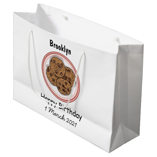 Cookie cartoon afbeelding chocolade chip groot cadeauzakje (Voorkant Gekanteld)