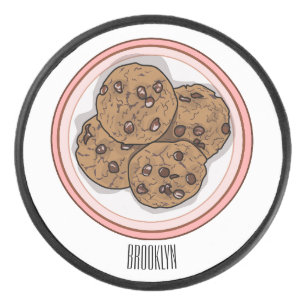 Cookie cartoon afbeelding chocolade chip hockey puck