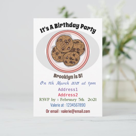 Cookie cartoon afbeelding chocolade chip kaart (Staand voorkant)