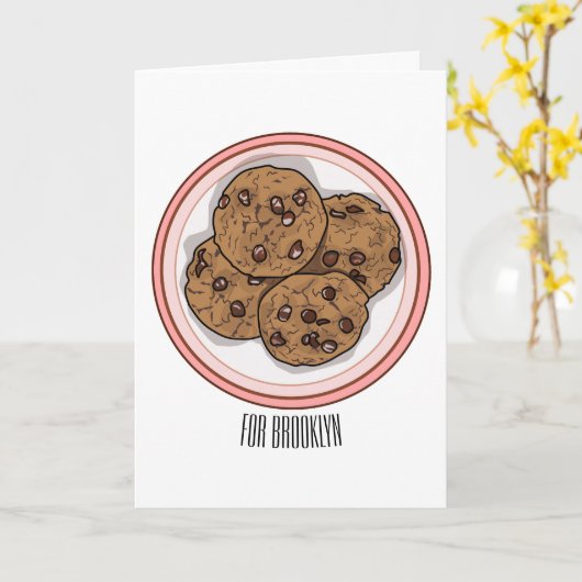 Cookie cartoon afbeelding chocolade chip kaart (Gele Bloem)